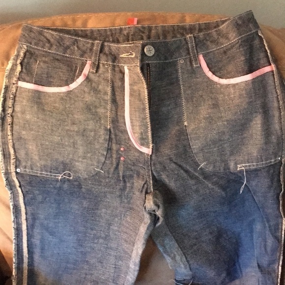 HOST Pick🍀 𝅺KOPHERHOUSE Pink Piping Inside Outside Reversed Style Unique Jeans - Picture 1 of 7
